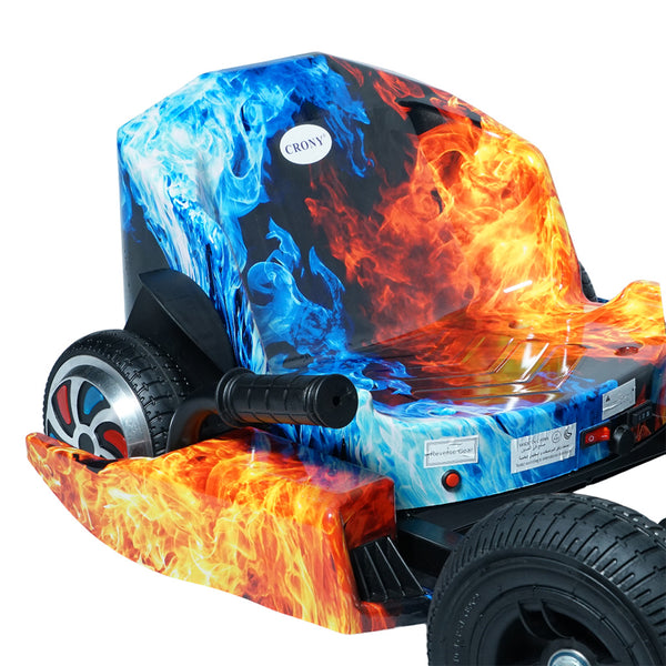 CRONY JL001-04 Kids Electric 4-Wheel Go-Kart Hand Brakes LED Light Wheels Electric Amusement Kart 250W Motor 15-20KM/H Speed Max Loading Weight 65KG Range 8-10KM( Red & Blue Fire)