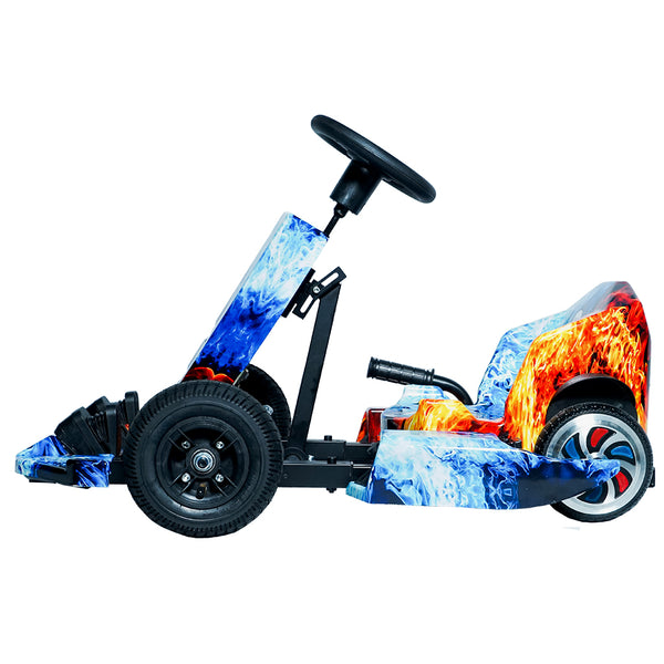 CRONY JL001-04 Kids Electric 4-Wheel Go-Kart Hand Brakes LED Light Wheels Electric Amusement Kart 250W Motor 15-20KM/H Speed Max Loading Weight 65KG Range 8-10KM( Red & Blue Fire)