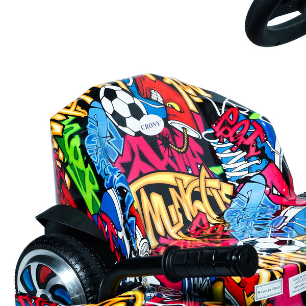 CRONY JL001-04 Kids Electric 4-Wheel Go-Kart Hand Brakes LED Light Wheels Electric Amusement Kart 250W Motor 15-20KM/H Speed Max Loading Weight 65KG Range 8-10KM(Street Dance)
