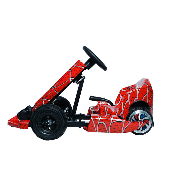 CRONY JL001-04 Kids Electric 4-Wheel Go-Kart Hand Brakes LED Light Wheels Electric Amusement Kart 250W Motor 15-20KM/H Speed Max Loading Weight 65KG Range 8-10KM( Red Spider)