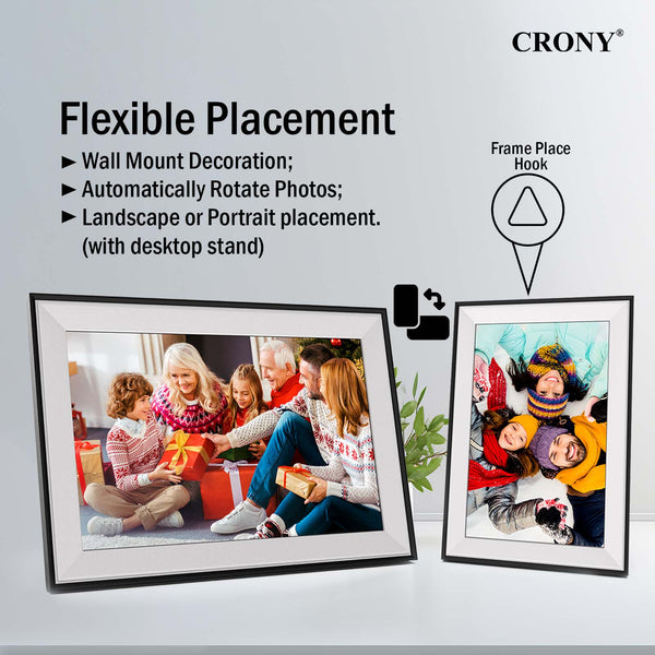 Crony JT101F-102 10.1 Ineh wIFI Digitsl Photo Frame Bring your memories to life with this 10.1 Inch Android WiFi Cloud Digital Photo Frame (16GB Memory)