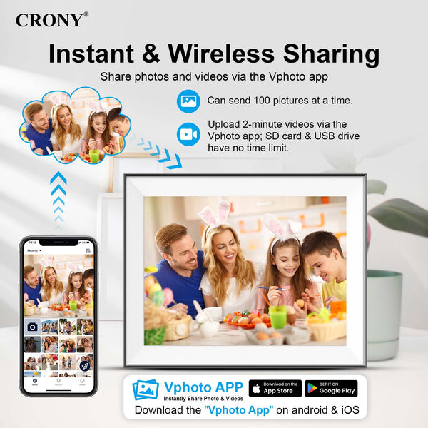 CRONY JT16.2M-102 16.2 Inch WIFI Digital Photo Frame Android WiFi Cloud Digital Photo Frame – 32GB Touch Screen Display (JT162M-I02)