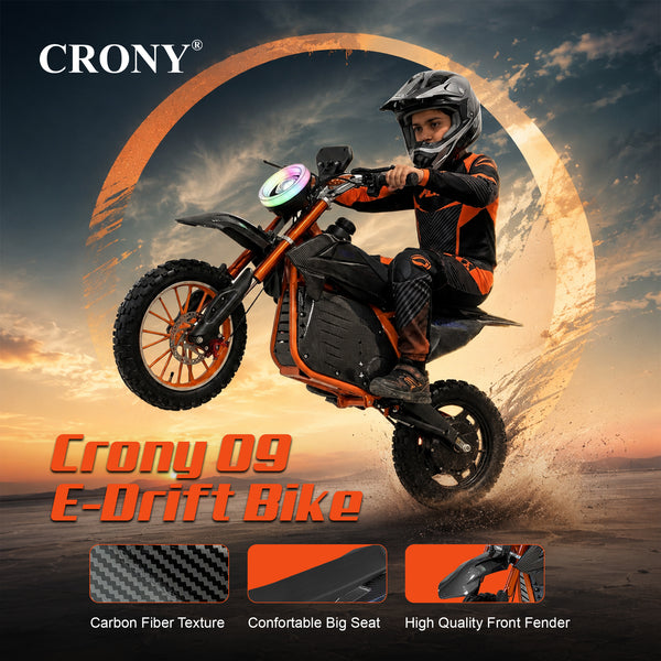 CRONY-09 Electric Dirt Bike 350W Motor, 36V 12Ah Battery, 14 Inch Off-Road Tires, Up to 36KM/H Speed, LCD Display, LED Headlight, Bluetooth Speaker, Electric Motorcycle for Outdoor Riding, Durable Design, 1 Year Motor Warranty