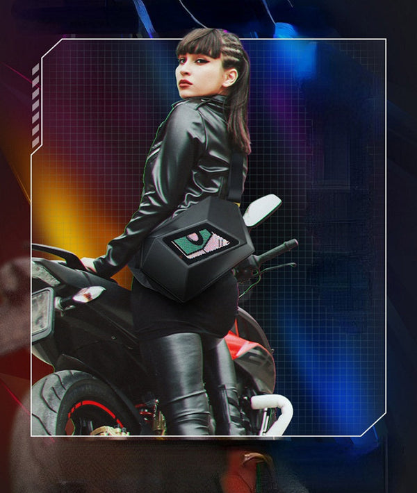 CRONY Eye of the devil LED Display Backpack Devil's Eye Travel Bag Bluetooth Waterproof Hard Shell Cool Motorcycle Riding Led Knight Backpacks