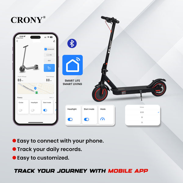 CRONY M365 Electric Scooter with 250W Motor 36V Battery App Connectivity Quick Easy Folding Rear Disc Brake