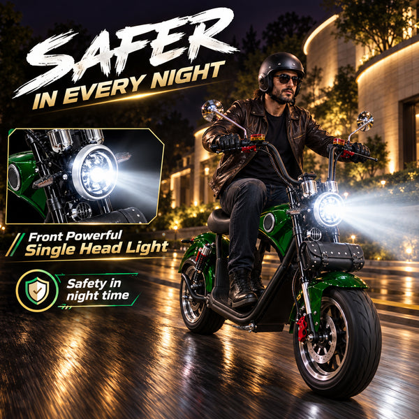 CRONY NEW X1 Harley Electrocar car With BT Speaker Electrocar car Citycoco Fat Tire Electric Motorcycle Green