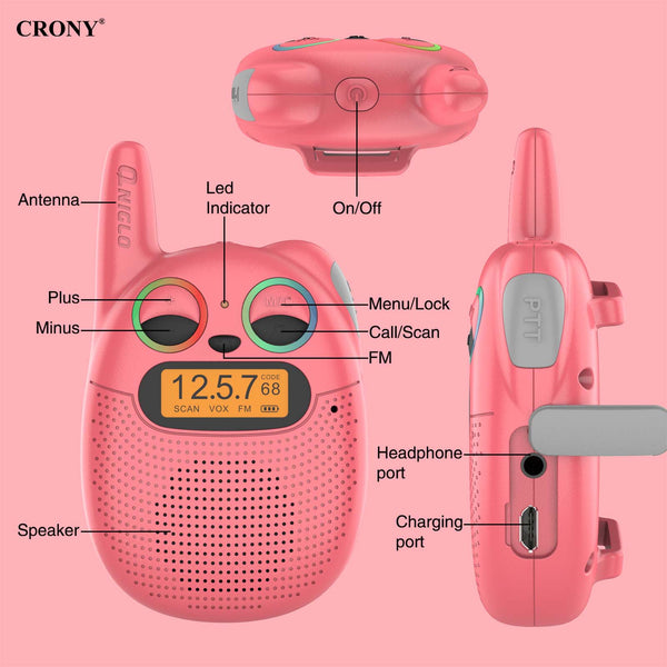 Crony The Q136 Mini Walkie Talkie is a compact and easy-to-use communication device designed for children