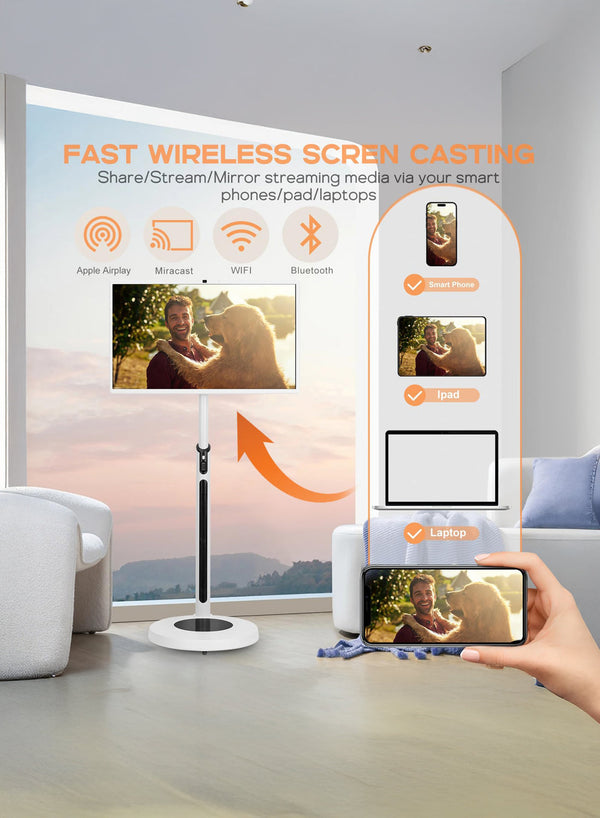 CRONY TX32-1 mobile display 32 Inch Wheeled Portable Monitor with Touch 1080p Built-in Battery Speakers Bluetooth Enabled USB-C HDMI Connection