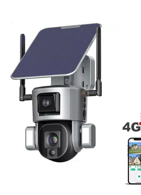 CRONY S5 4G-4K-8MP-10X Solar Dual Linkage Battery PTZ Camera  8MP Wireless CCTV Camera Outdoor IP66 Waterproof Solar Dual Camera