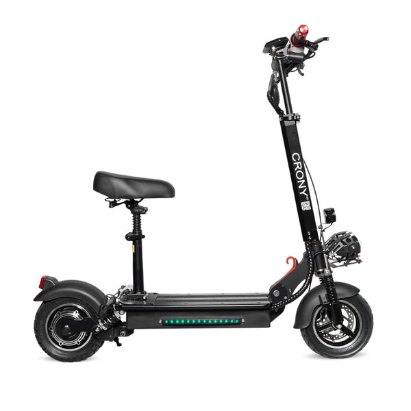 CRONY V10 Big Display+Seat Electric Scooter 1200W Motor 48V/14AH Battery 25-35KM Range Disc Brakes Front/Rear Suspension