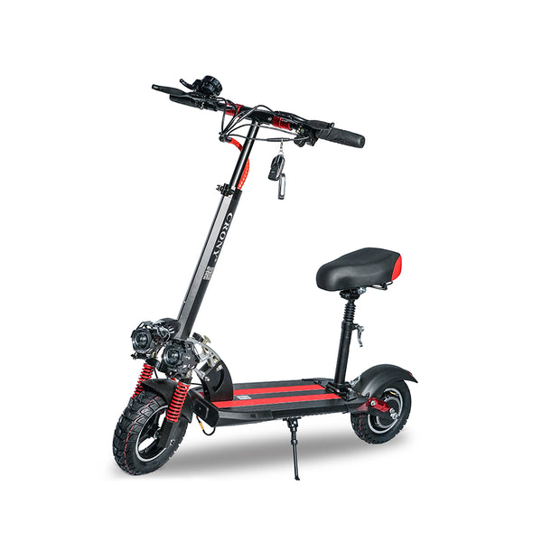 CRONY V10 Red Fast Speed Electric Scooter 1200W Motor, 48V Battery, Top Speed 68Km/h, Range 20-40Km, Triple LED Headlamps, Base LED Lights, 10 Inch Tyres