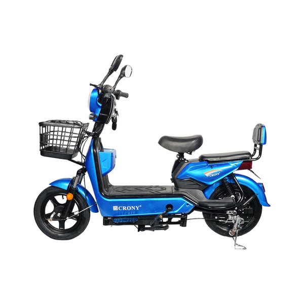 CRONY W8 Golden Eagle Electric Bike, Blue, 350W Rear Hub Motor, 48V 12Ah/20Ah Battery, 40 km/h Top Speed, 31–60 km Range, 14-Inch Wheels, 3-Speed, Front Drum & Rear Locking Brake, Long-Range Electric City Bike