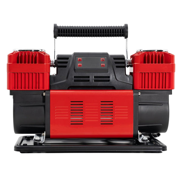 CRONY 12V Heavy-Duty Dual Cylinder Air Compressor, 150 PSI Portable Air Pump, 300 L/min Air Flow, 60mm × 2 Cylinders, Digital Pressure Gauge, Auto-Stop Function, Overload & Over-Temperature Protection, 8m Rubber Air Hose