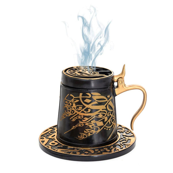 Bakhoor Big teacup Bukhoor Dukhoon Portable Incense Burner-Black - Edragonmall.com
