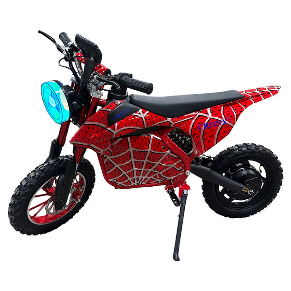 CRONY-09 Spider Red Electric Dirt Bike 350W Motor, 36V 12Ah Battery, 14 Inch Off-Road Tires, Up to 36KM/H Speed, LCD Display, LED Headlight, Bluetooth Speaker, Electric Motorcycle for Outdoor Riding, Durable Design, 1 Year Motor Warranty