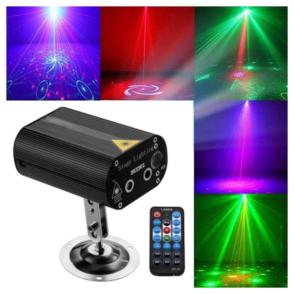 CRONY 12 patterned double holes Laser stage light Quality remote control mini stage light ,RGB laser stage light for party - Edragonmall.com