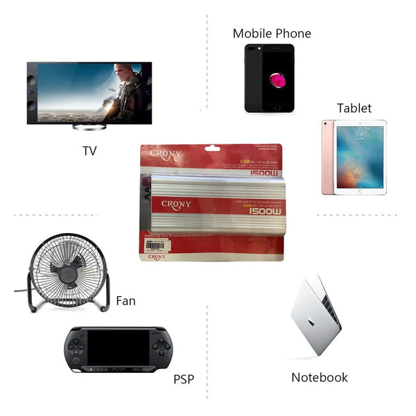 CRONY 1500W(12V) inverter Car electrical transformer 12 to 220 - Edragonmall.com