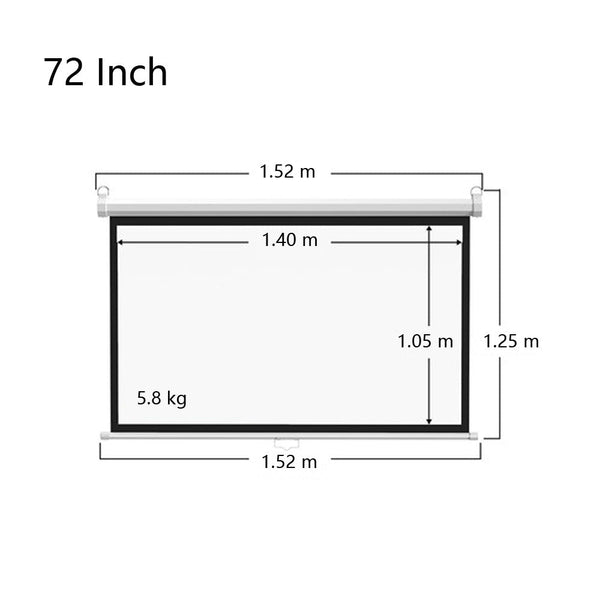 CRONY 72 Inch 4:3 Anti-Light Projection Screen Widescreen Projector Manual Pull Down Projection Screen - Edragonmall.com