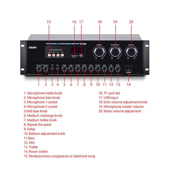 CRONY AV5100 Professional system Amplifier with BT Power amplifier home KTV - Edragonmall.com