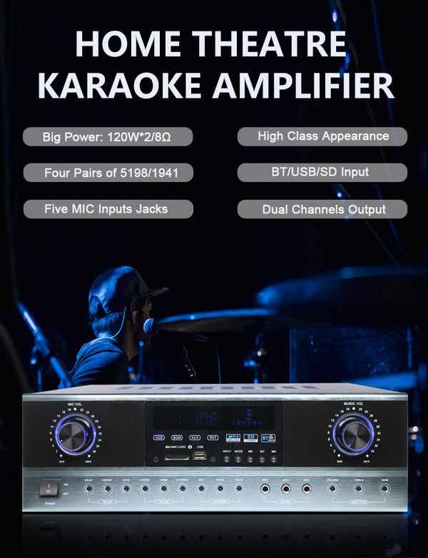 CRONY AV8600 Professional system Amplifier with BT sound system power amplifier home audio amplifier 120w with coaxial and optical input - Edragonmall.com