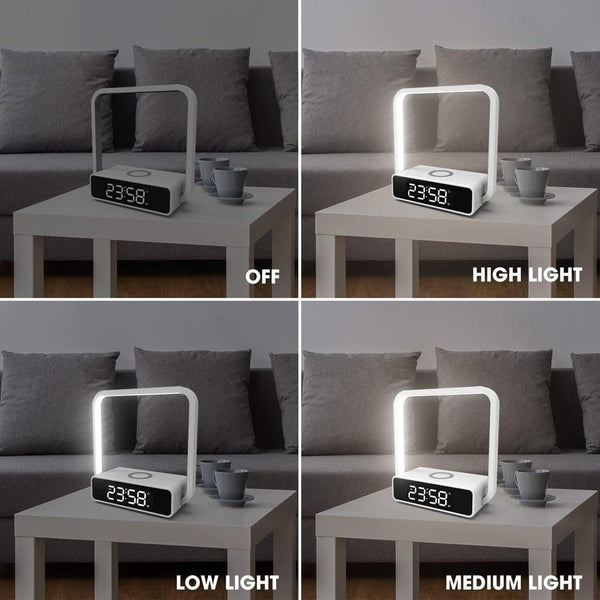 CRONY B18D Wireless charge + Ambient light + Electronic clock Bedside Lamp Touch Control Lamp Alarm Clock LED Night Light - Edragonmall.com
