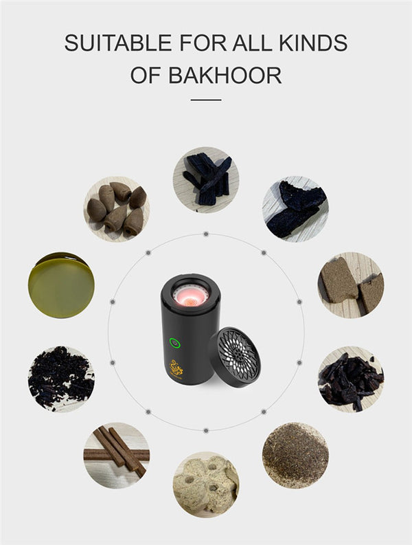 Crony B50 Car Bukhoor USB Type-C Power Bakhoor Rechargeable | Black - Edragonmall.com