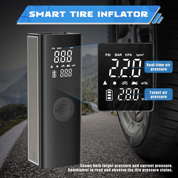 CRONY C0504023-5 Portable Electric Air Inflator Smart Touch Tyre Inflator Electric Portable 12V Air Compressor Pump Car Motorcycle Mini Wireless Portable Tire Inflator - Edragonmall.com