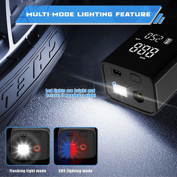 CRONY C0504023-5 Portable Electric Air Inflator Smart Touch Tyre Inflator Electric Portable 12V Air Compressor Pump Car Motorcycle Mini Wireless Portable Tire Inflator - Edragonmall.com