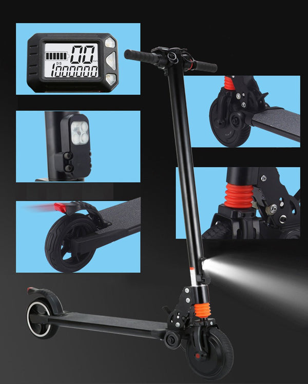 CRONY Electric Scooter S6 Max Speed up to 25 KM/H 15-20 KM Long-range distance Aluminium Alloy Folded 6.5 Inch tires | Black - Edragonmall.com