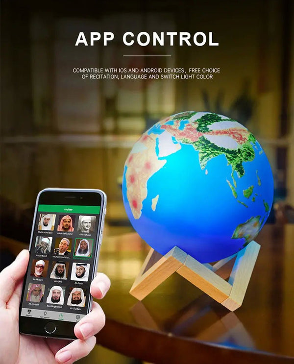 CRONY Equantu Sq-172 The New Fashion Earth Touch Lamp Portable Quran Bluetooth Speaker With App Control Light - Edragonmall.com