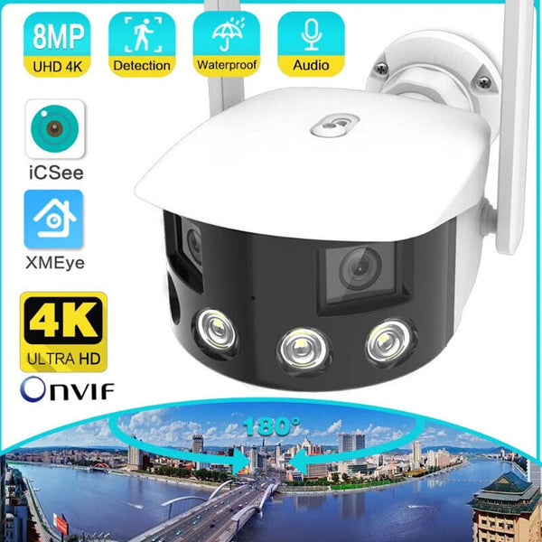 CRONY EW WIFI 4MP(ICsee APP)Binocular ultra wide Angle Camera 4K 8MP Camera Ultra-Wide Angle Dual Lens 180° Panorama two way audio - Edragonmall.com