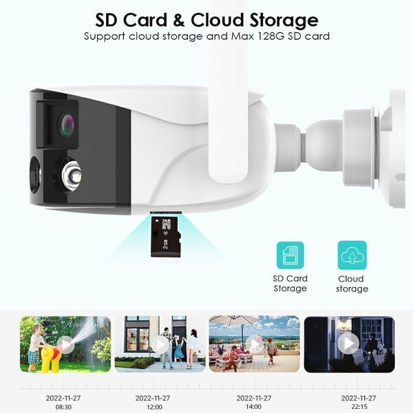 CRONY EW WIFI 4MP(ICsee APP)Binocular ultra wide Angle Camera 4K 8MP Camera Ultra-Wide Angle Dual Lens 180° Panorama two way audio - Edragonmall.com