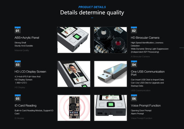 CRONY FC-8143T Face And Fingerprint Attendance Fingerprint Remote Door App to Open The Door Software Management Time - Edragonmall.com