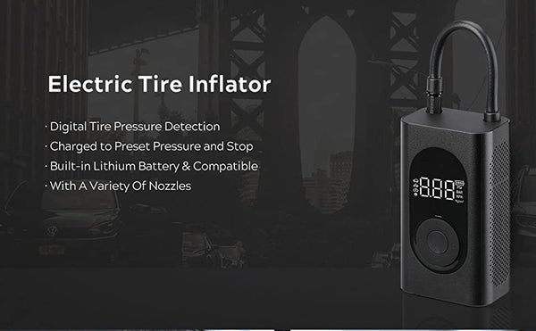 CRONY FG01 Portable Electric Air Inflator Portable Tire Inflator with Digital Display, 150PSI 4000mAh Rechargeable Battery - Edragonmall.com