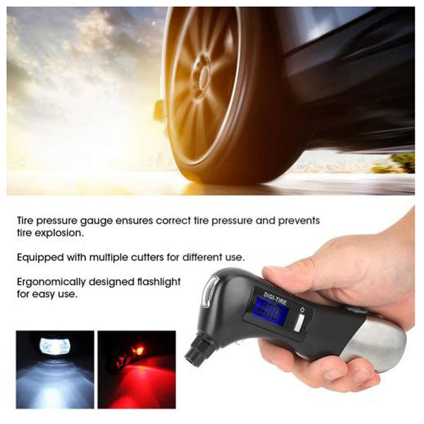 CRONY JZ-405C Tire Pressure Measuring Mini LED Flashlight Torch Multifunction Emergency lamp
