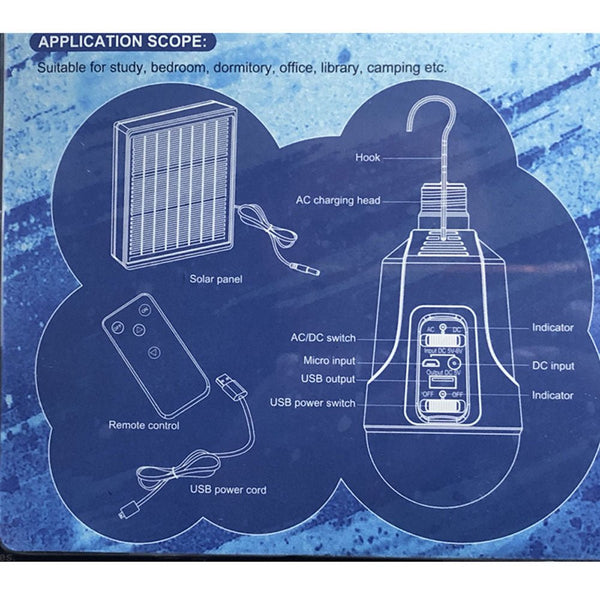 CRONY KB7003A Solar Light Outdoor Rechargeable Emergency Remote Control Camping Solar Panel Charger System - Edragonmall.com