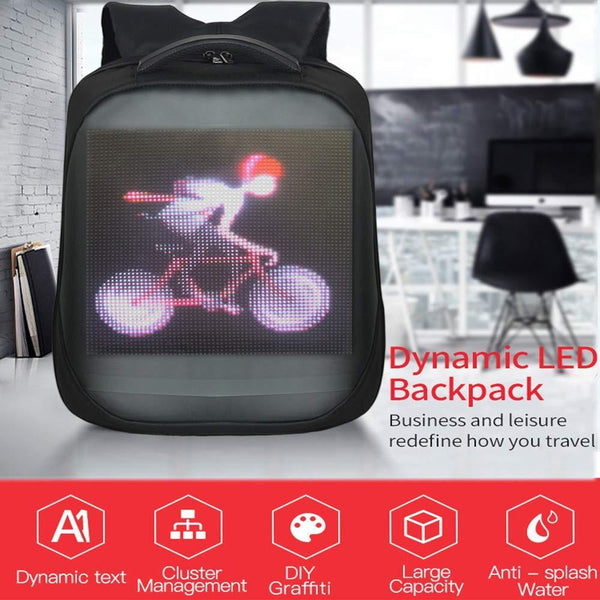 CRONY LED display backpack us-b002 LED Fashion Novelty Smart Style waterproof Laptop Backpack Creative Christmas Gift School Bag - Edragonmall.com