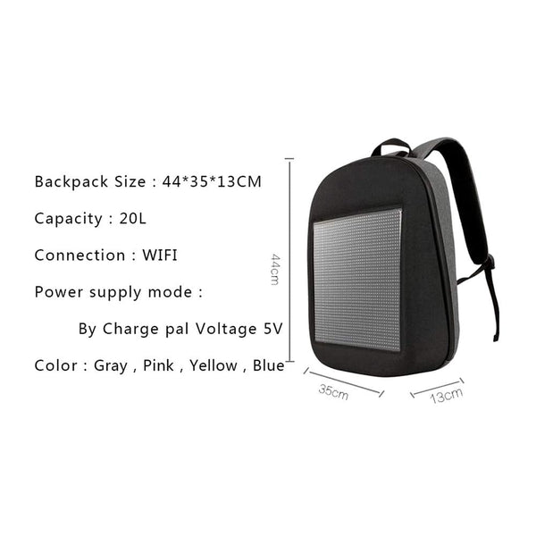 CRONY LED Fashion Display Backpack Novelty Smart Style Laptop Backpack Creative Christmas Gift School Bag B001