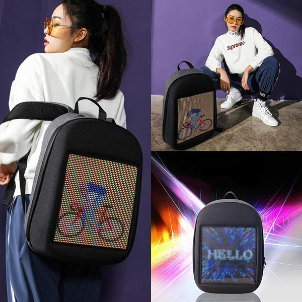 CRONY LED Fashion Display Backpack Novelty Smart Style Laptop Backpack Creative Christmas Gift School Bag B001