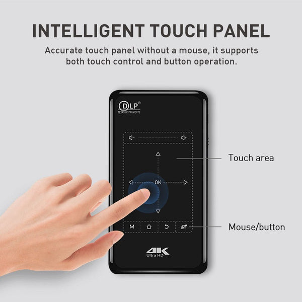 CRONY P09-11 Projector Android 9.0 OS 3D Smart Mini Finger Touch Projector