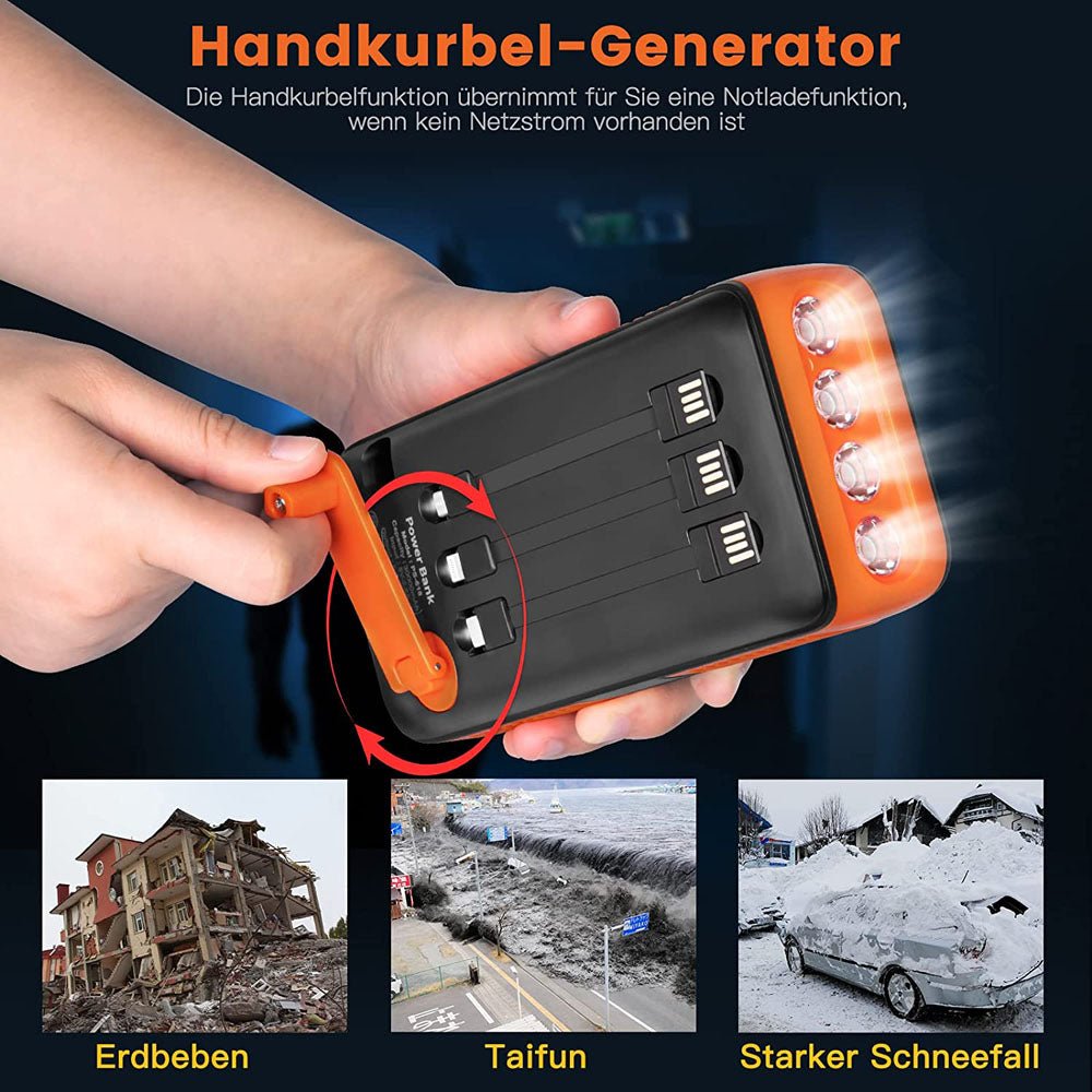 CRONY PS-618 Hand turn type power solar Power bank Solar battery hand crank power generation 40000mAh - Edragonmall.com