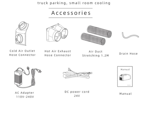 CRONY QN750 Tent air conditioning Portable Air Conditioners Home AC Cooling Unit 24V DC100-240V AC 3 Fan Speeds - Edragonmall.com