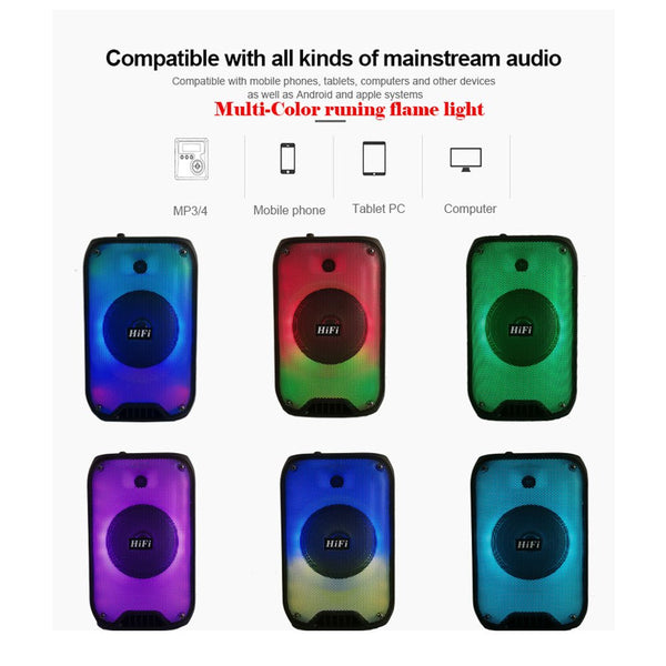 CRONY RX-6168 Speaker portable blututh speaker dancing speaker with flame light 10W party outdoor karaoke speaker - Edragonmall.com