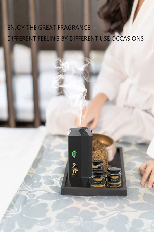 CRONY Small B16 Portable Bukhoor Style Usb Type-C Power incense burner Bakhoor Portable Rechargeable Electric Incense Burner | BLACK - Edragonmall.com