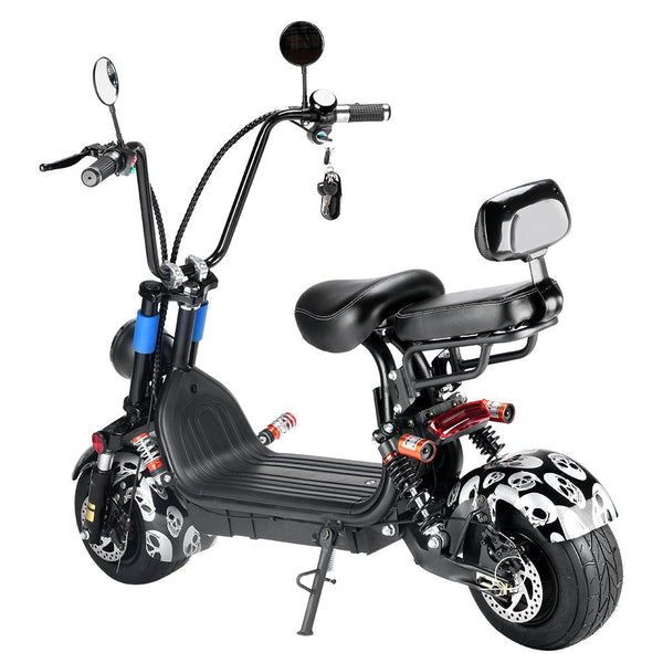 CRONY Small Harley two seat big tires with BT 1000w 60KM/H high power two wheels adult electric scooter motorcycle | UK Flag - Edragonmall.com