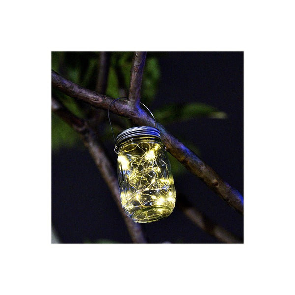 CRONY Solar Mosaic Hanging Light 20 Leds Waterproof Outdoor Copper Wire String Solar Garden Mason Jar Light glass bottle colored light - Edragonmall.com