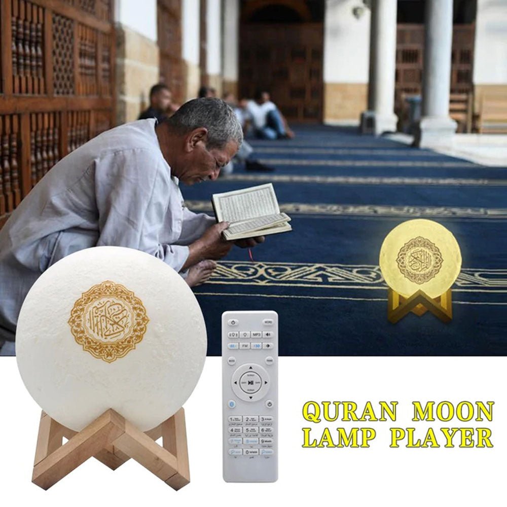 CRONY SQ-520 Moon Lamp Quran Speaker With Remote And USB Cable White/Beige - Edragonmall.com
