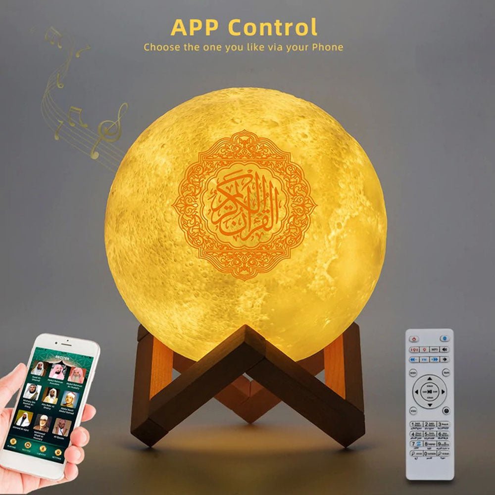 CRONY SQ-520 Moon Lamp Quran Speaker With Remote And USB Cable White/Beige - Edragonmall.com