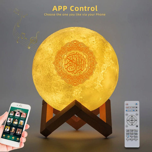 CRONY SQ-520 Moon Lamp Quran Speaker With Remote And USB Cable White/Beige - Edragonmall.com