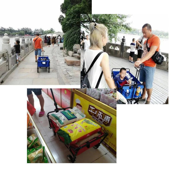 CRONY TC3015 Folding Cart Heavy Duty Collapsible Folding Wagon Utility Shopping Outdoor Camping Garden Cart | Green - Edragonmall.com